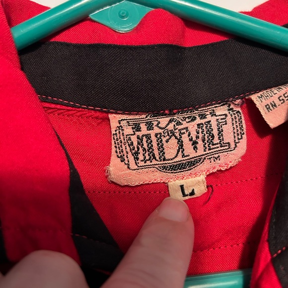 RARE Vintage Gabardine Trash & Vaudeville Red Black Men's Shirt Punk Rockabilly - Picture 7 of 14